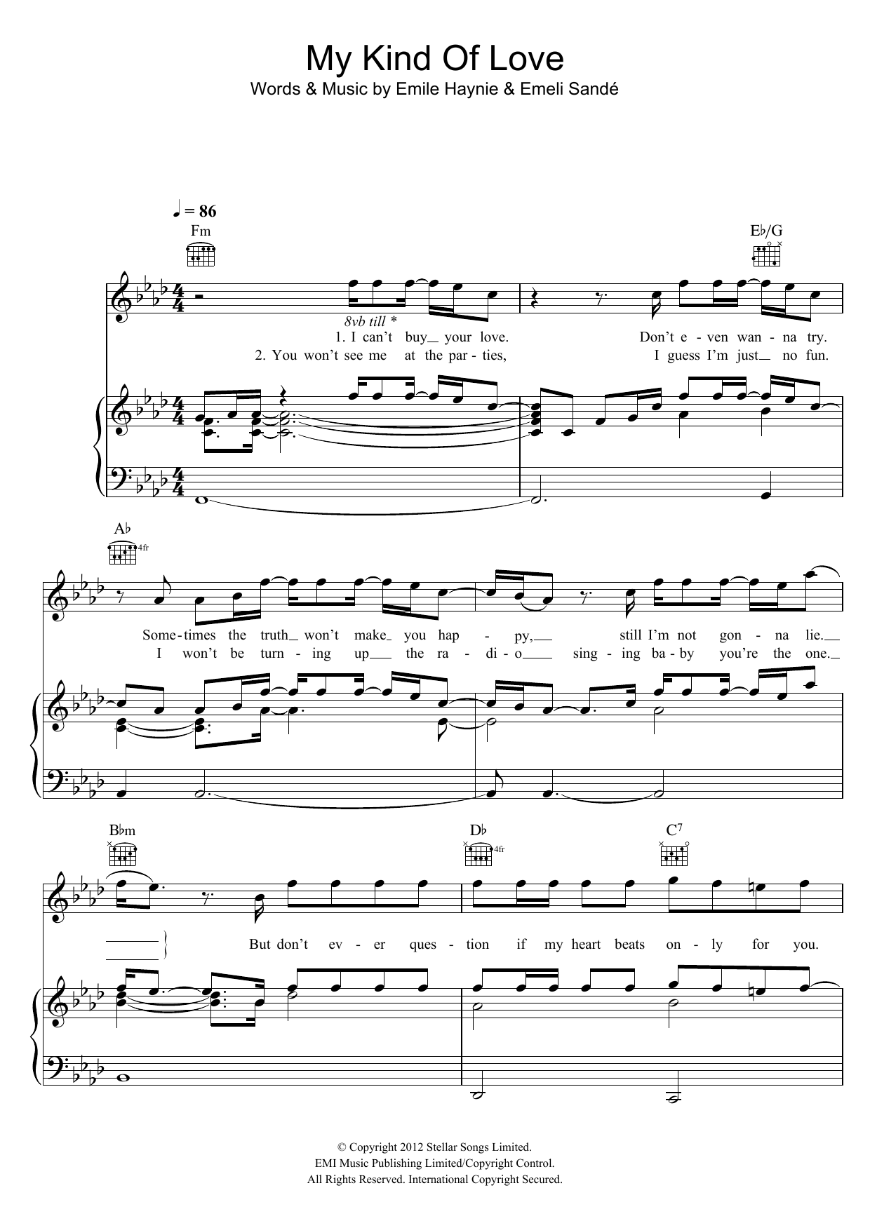 Emeli Sandé My Kind Of Love sheet music notes and chords arranged for Easy Piano