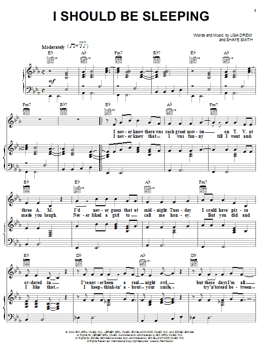 Emerson Drive I Should Be Sleeping sheet music notes and chords arranged for Piano, Vocal & Guitar Chords (Right-Hand Melody)