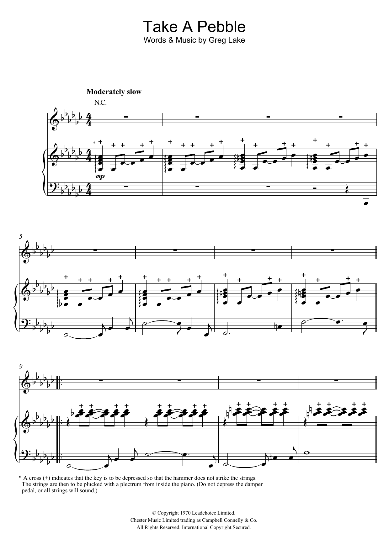 Emerson, Lake & Palmer Take A Pebble sheet music notes and chords arranged for Piano, Vocal & Guitar Chords