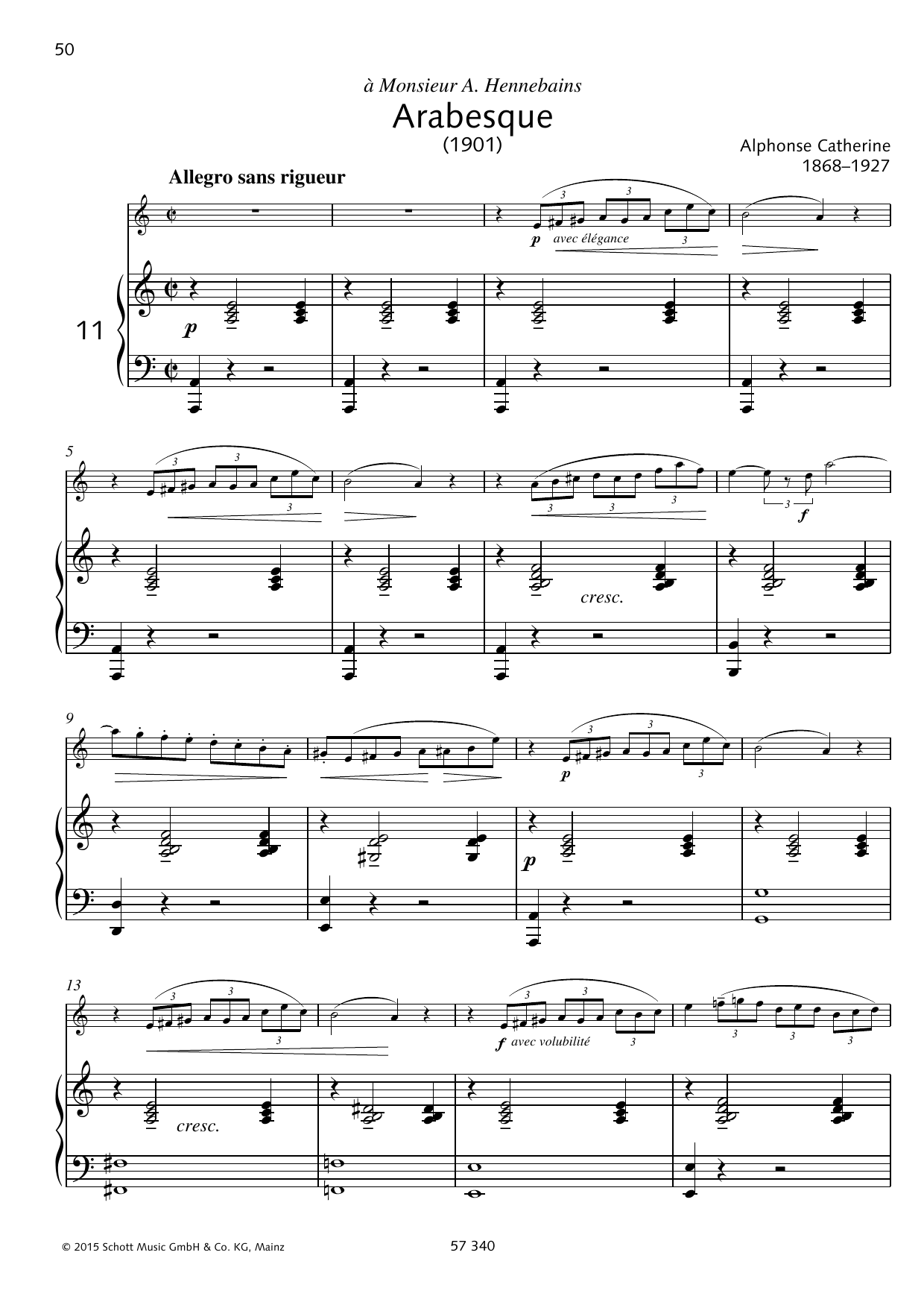 Emile Pessard Arabesque sheet music notes and chords arranged for Woodwind Solo
