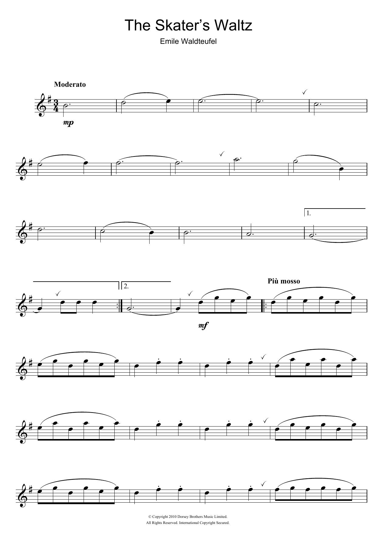 Emile Waldteufel The Skater's Waltz sheet music notes and chords arranged for Clarinet Solo
