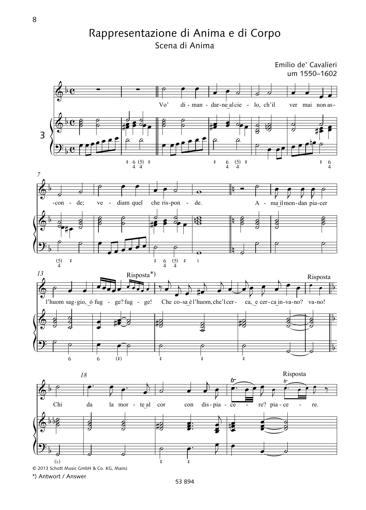 Emilio de Cavalieri Vo' dimandarne al cielo sheet music notes and chords arranged for Piano & Vocal