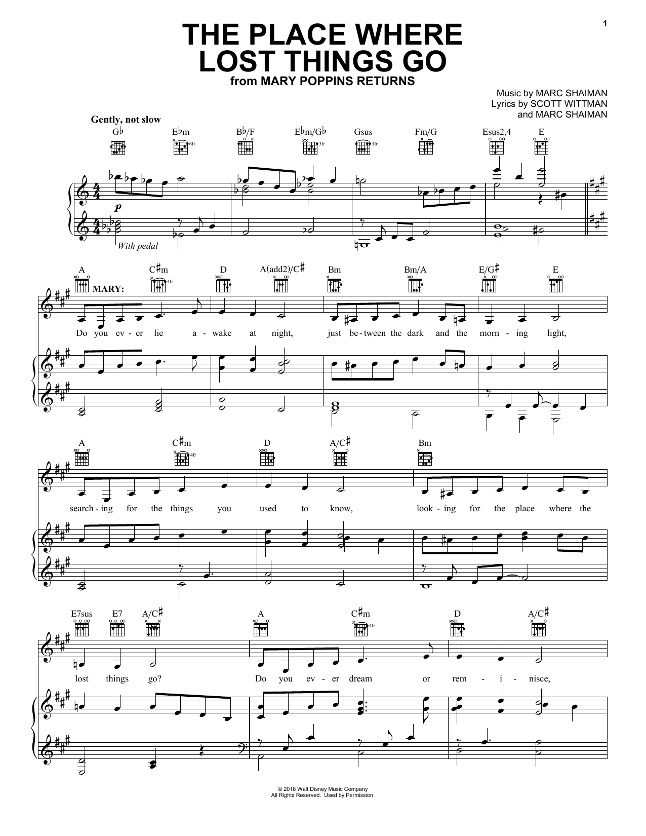 Emily Blunt The Place Where Lost Things Go (from Mary Poppins Returns) sheet music notes and chords arranged for Trumpet Duet