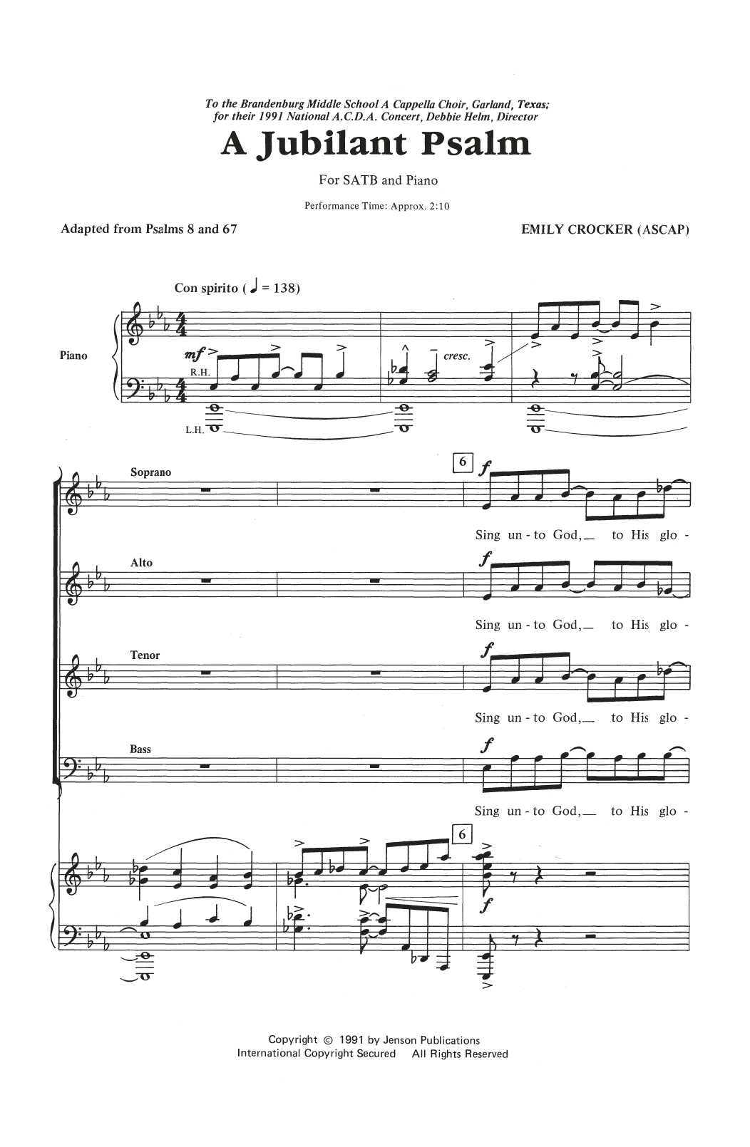 Emily Crocker A Jubilant Psalm sheet music notes and chords arranged for SATB Choir