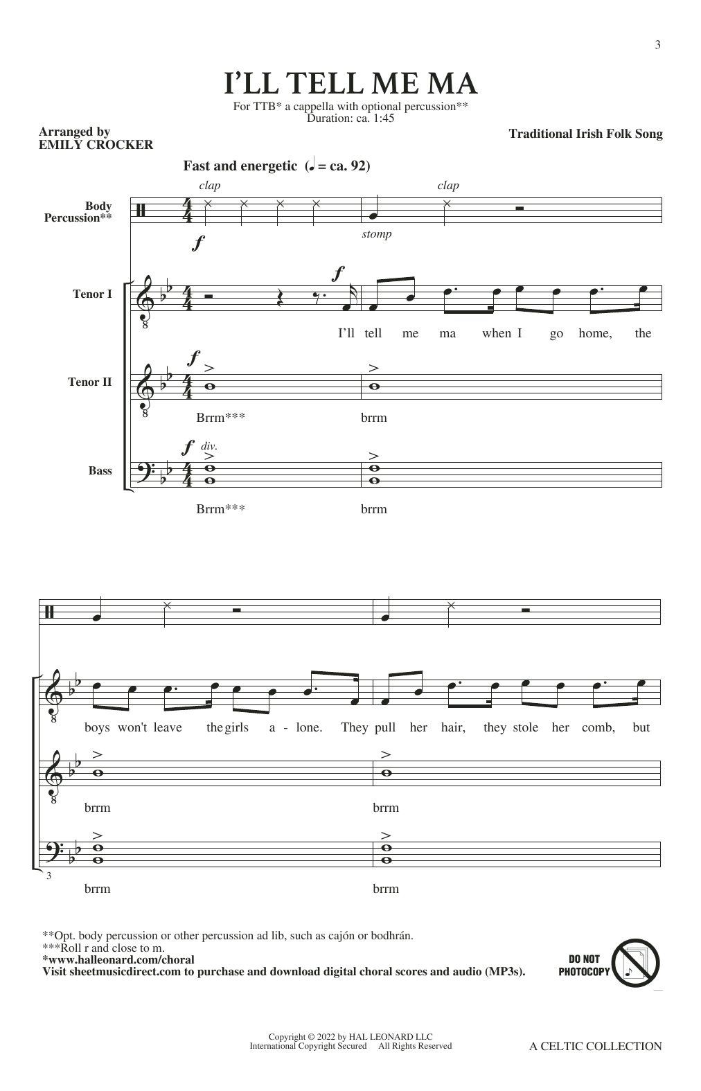 Emily Crocker and John Leavitt A Celtic Collection sheet music notes and chords arranged for Choir
