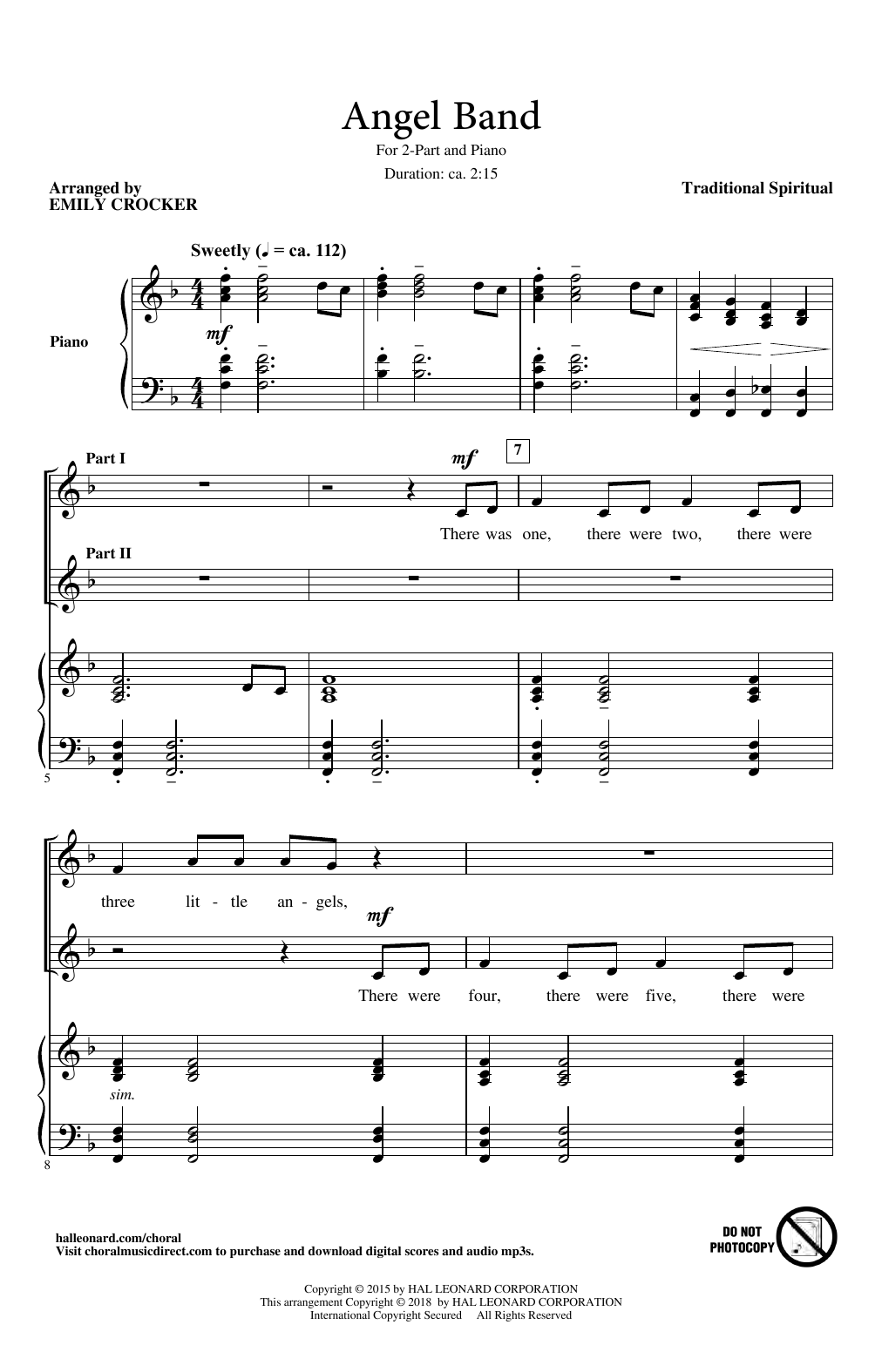 Emily Crocker Angel Band sheet music notes and chords arranged for 2-Part Choir