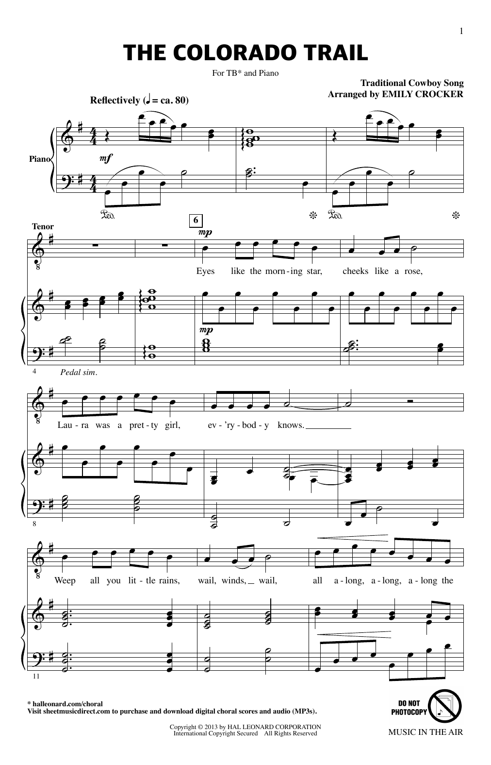 Emily Crocker The Colorado Trail (from Music In The Air) sheet music notes and chords arranged for TB Choir