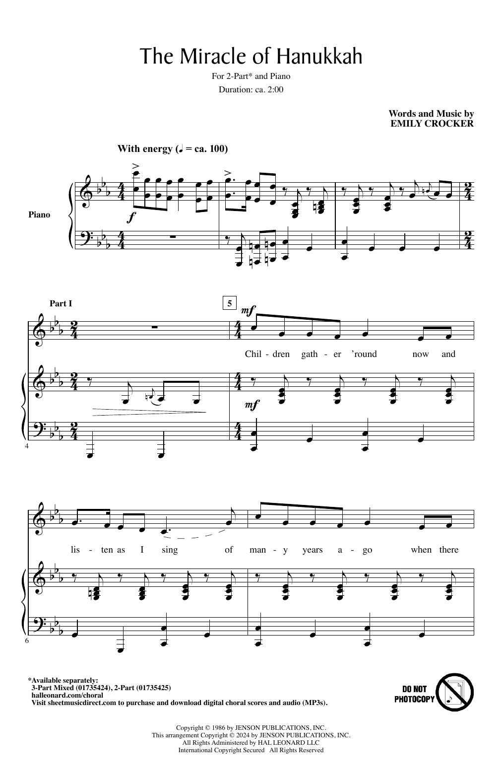 Emily Crocker The Miracle Of Hanukkah sheet music notes and chords arranged for 3-Part Mixed Choir