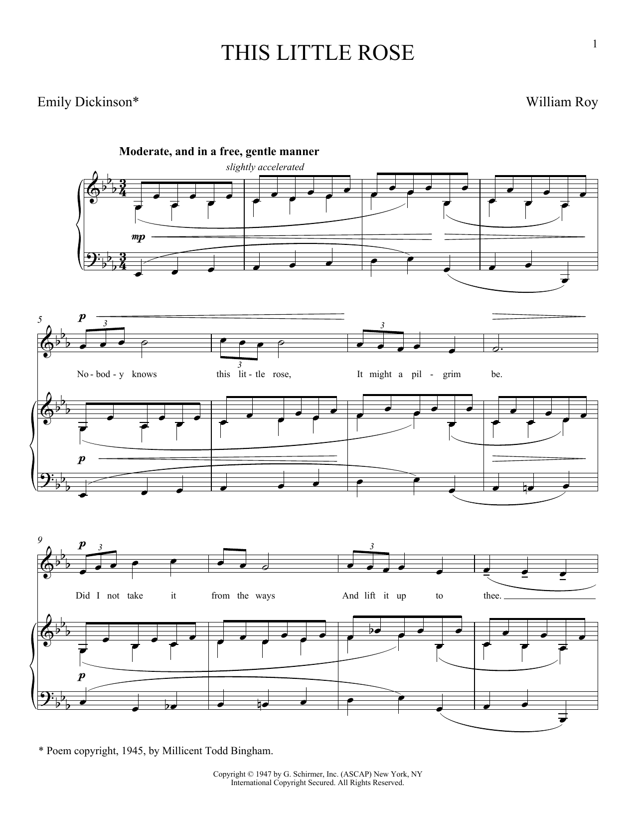 Emily Dickinson This Little Rose sheet music notes and chords arranged for Piano & Vocal