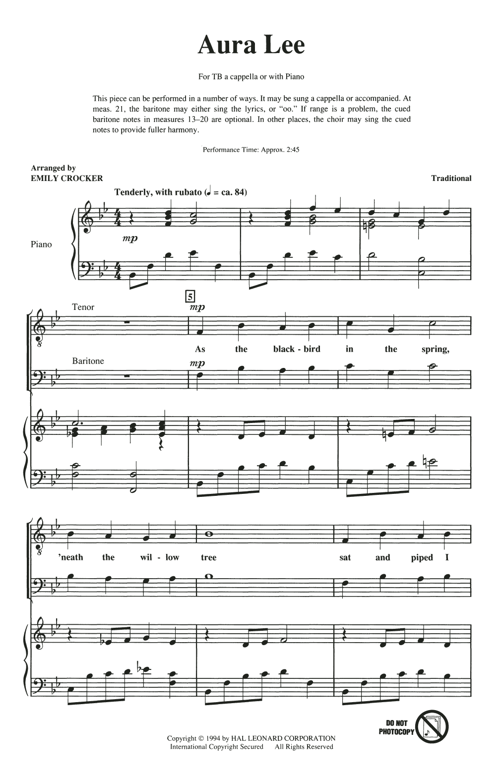 Emily Crocker Songs For Tenor-Bass Chorus (Collection) sheet music notes and chords arranged for TTB Choir