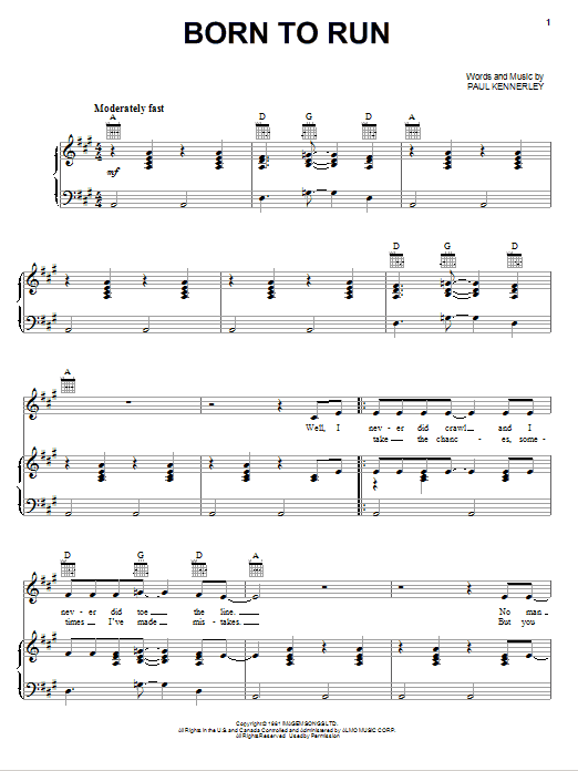 Emmylou Harris Born To Run sheet music notes and chords arranged for Piano, Vocal & Guitar Chords (Right-Hand Melody)