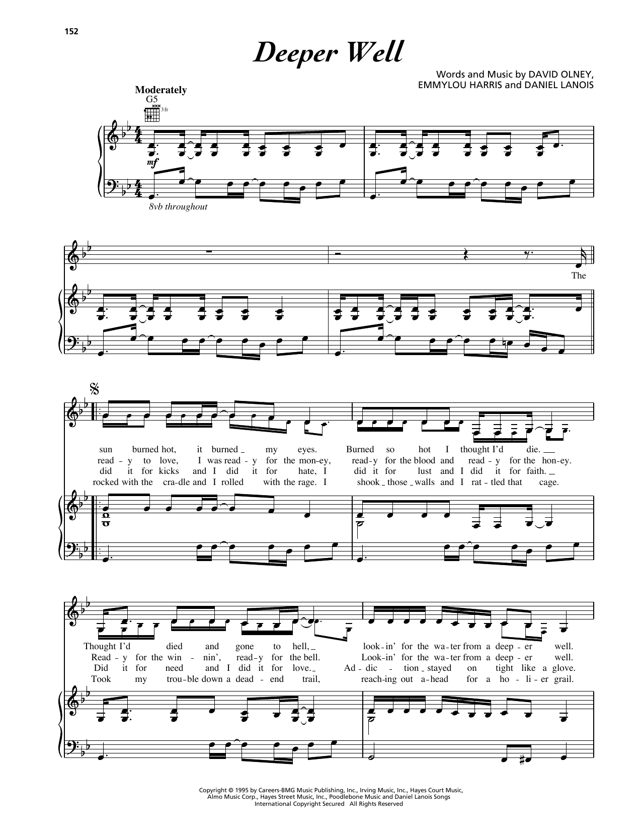 Emmylou Harris Deeper Well sheet music notes and chords arranged for Piano, Vocal & Guitar Chords (Right-Hand Melody)