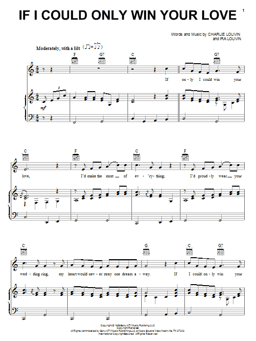 Emmylou Harris If I Could Only Win Your Love sheet music notes and chords arranged for Piano, Vocal & Guitar Chords (Right-Hand Melody)