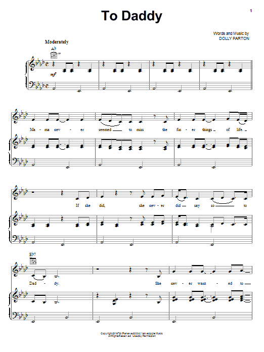 Emmylou Harris To Daddy sheet music notes and chords arranged for Piano, Vocal & Guitar Chords (Right-Hand Melody)