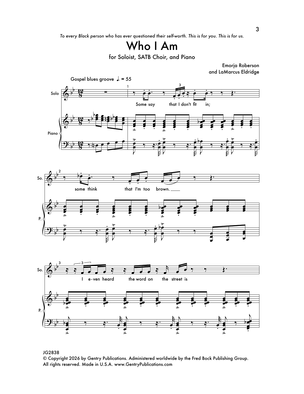 Emorja Roberson Who I Am sheet music notes and chords arranged for SATB Choir