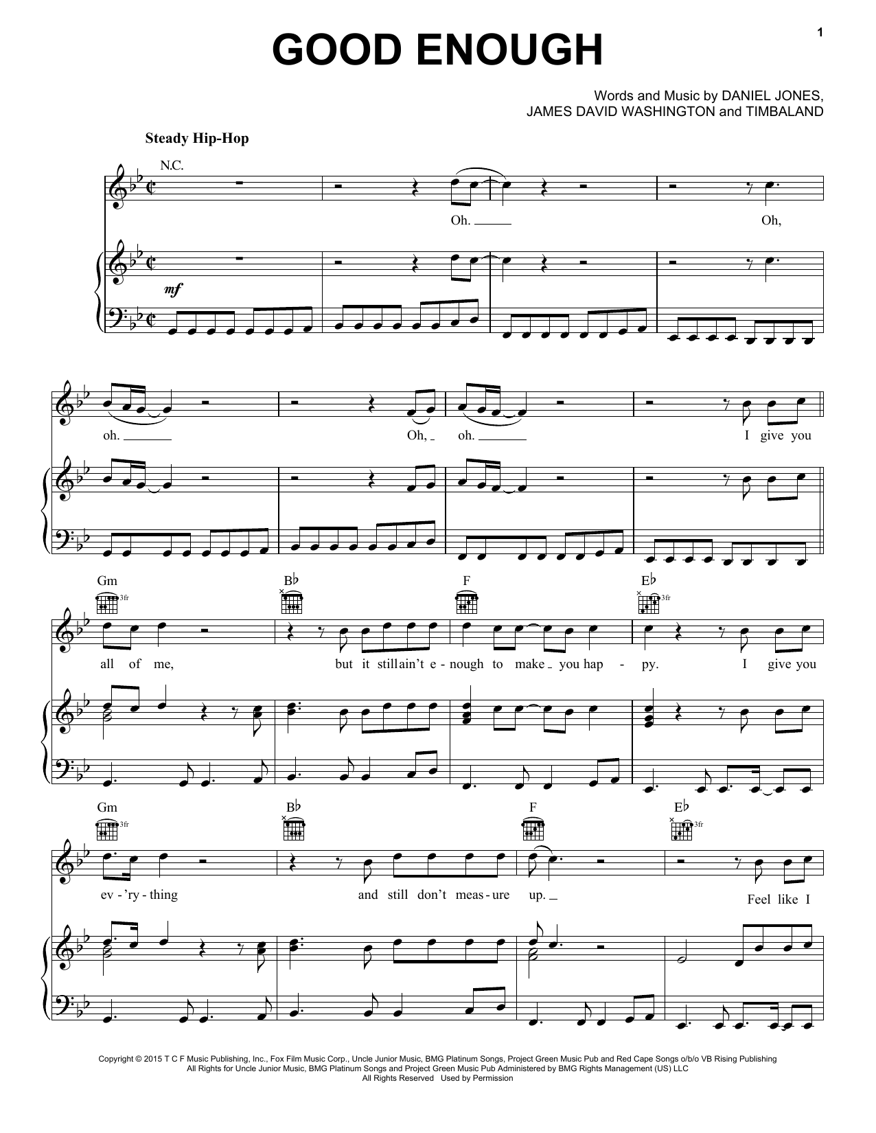 Empire Cast Good Enough (feat. Jussie Smollett) sheet music notes and chords arranged for Piano, Vocal & Guitar Chords (Right-Hand Melody)