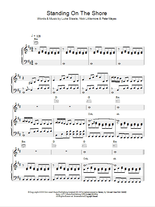 Empire Of The Sun Standing On The Shore sheet music notes and chords arranged for Piano, Vocal & Guitar Chords