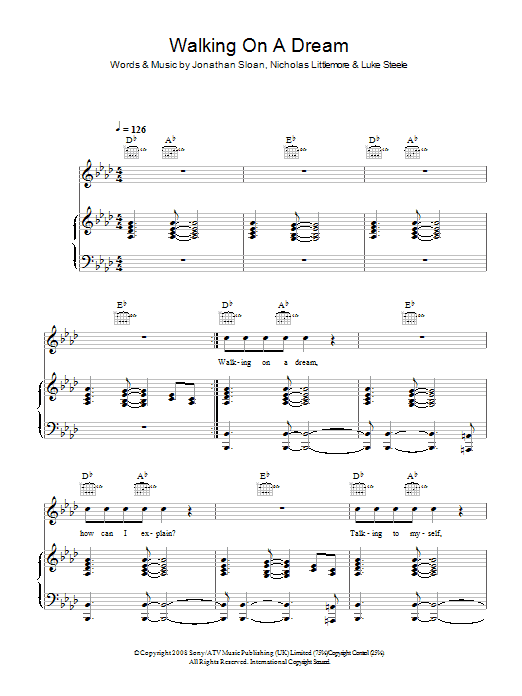 Empire Of The Sun Walking On A Dream sheet music notes and chords arranged for Piano, Vocal & Guitar Chords