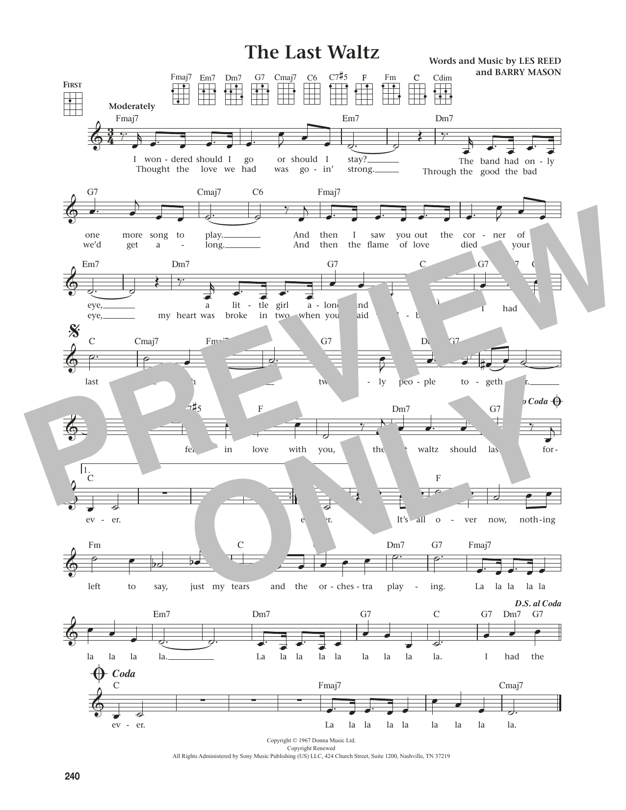 Engelbert Humperdinck The Last Waltz (from The Daily Ukulele) (arr. Jim Beloff) sheet music notes and chords arranged for Ukulele
