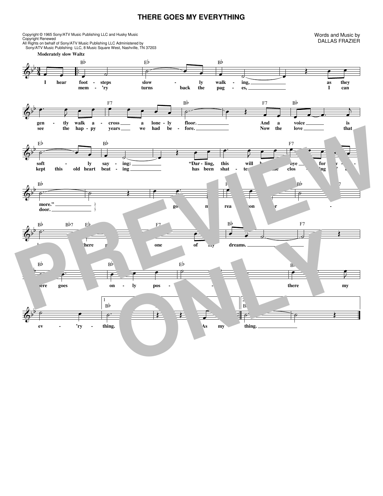 Engelbert Humperdinck There Goes My Everything sheet music notes and chords arranged for Lead Sheet / Fake Book