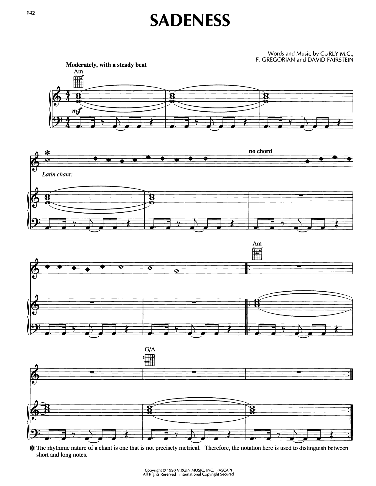 Enigma Sadeness sheet music notes and chords arranged for Piano, Vocal & Guitar Chords (Right-Hand Melody)