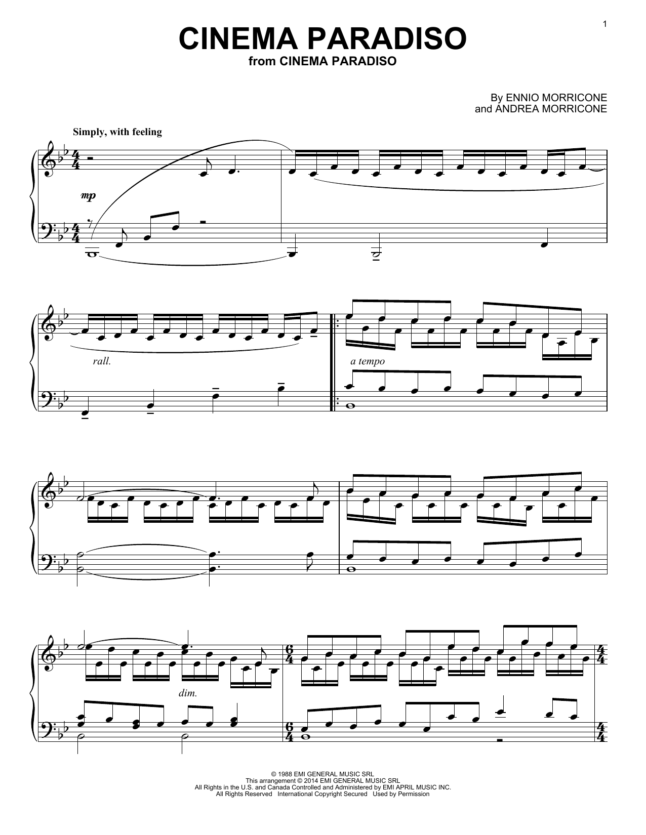 Ennio Morricone Cinema Paradiso sheet music notes and chords arranged for Lead Sheet / Fake Book