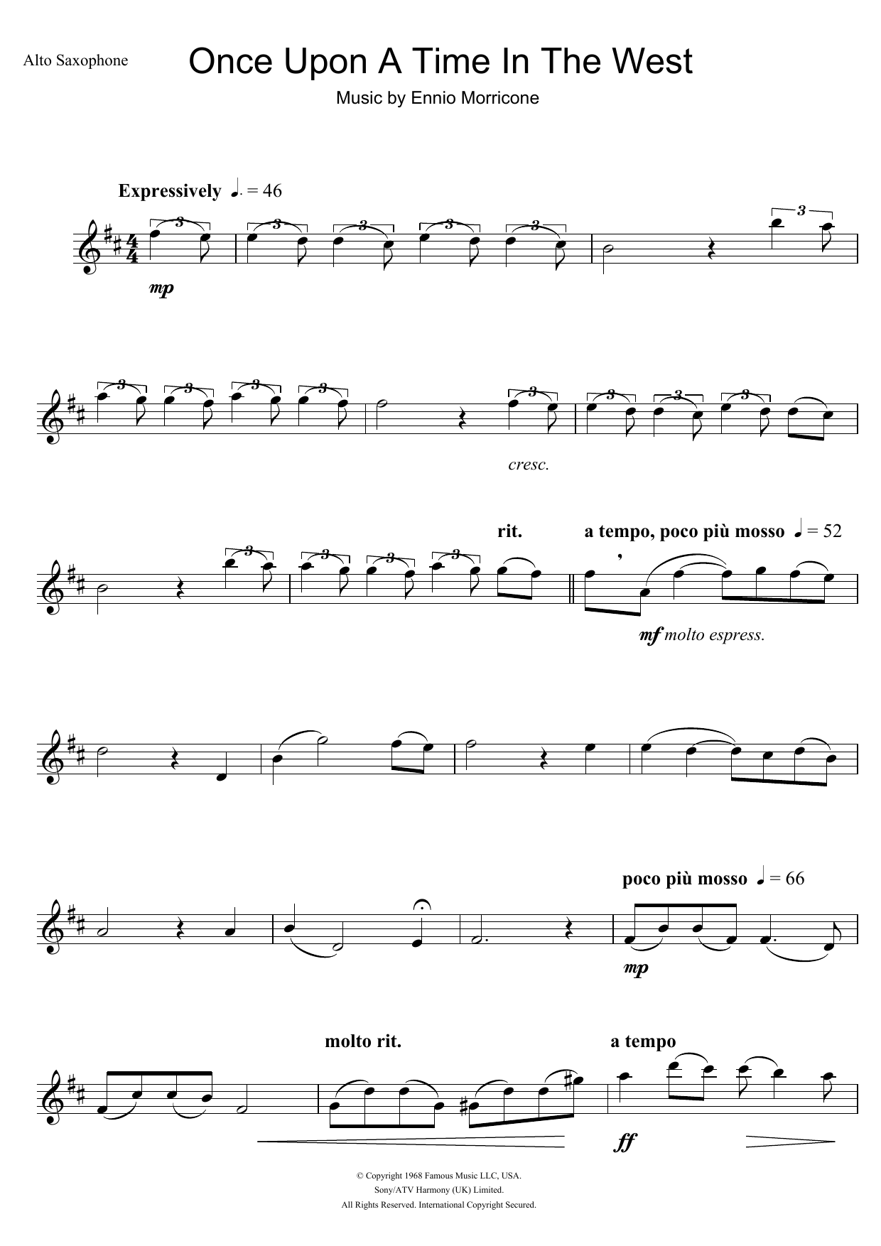Ennio Morricone Once Upon A Time In The West (Theme) sheet music notes and chords arranged for Flute Solo