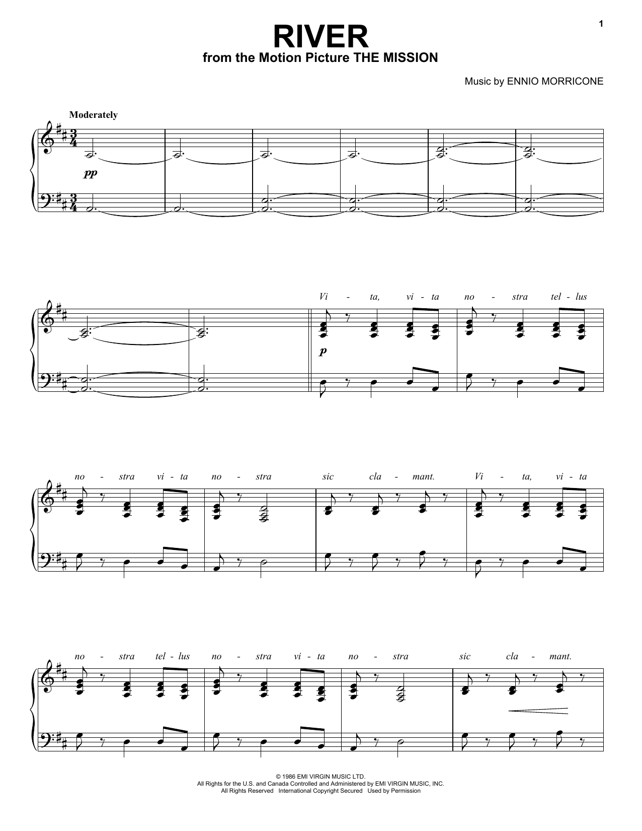 Ennio Morricone River sheet music notes and chords arranged for Lead Sheet / Fake Book