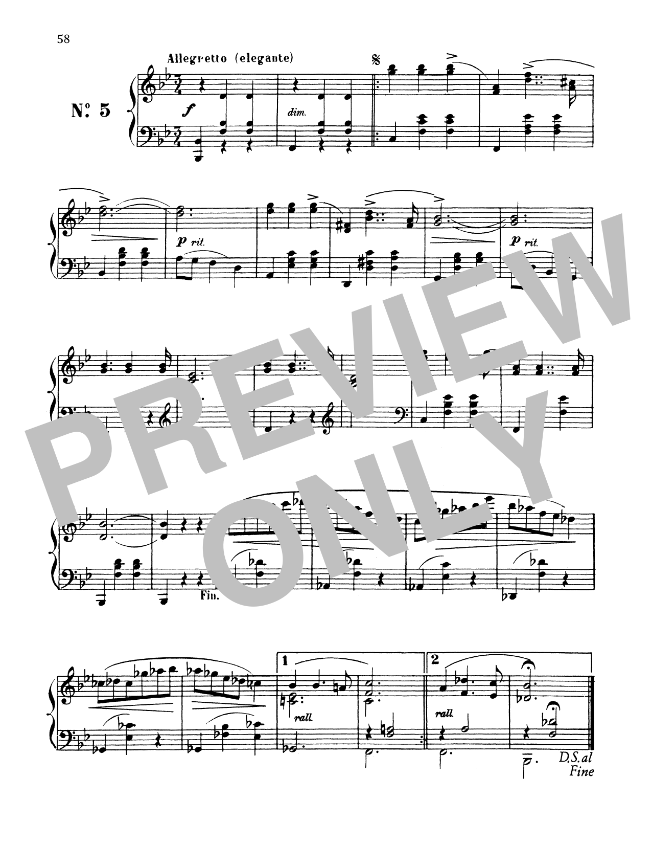 Enrique Granados Allegretto (Elegante) sheet music notes and chords arranged for Piano Solo