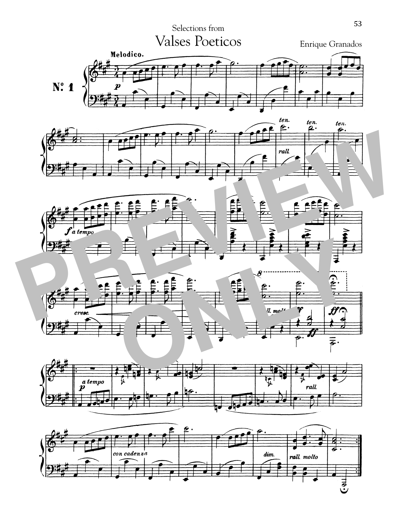 Enrique Granados Melodico sheet music notes and chords arranged for Piano Solo
