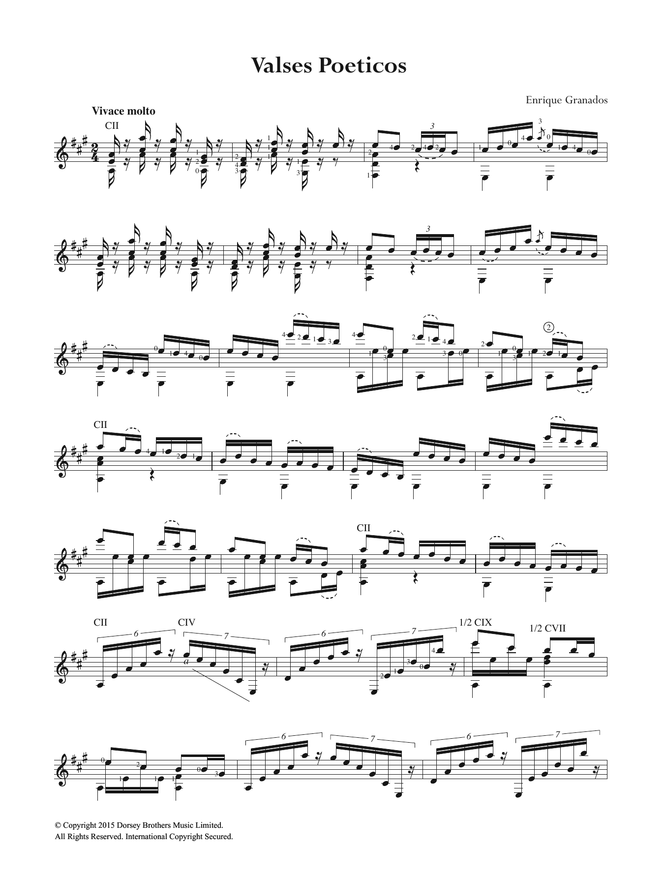 Enrique Granados Valses Poeticos sheet music notes and chords arranged for Easy Guitar