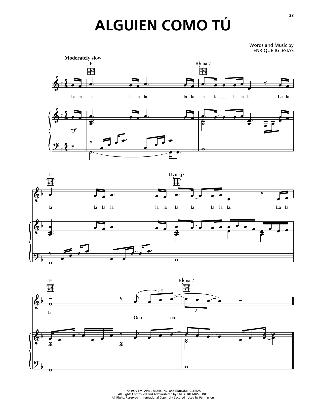 Enrique Iglesias Alguien Como Tu sheet music notes and chords arranged for Piano, Vocal & Guitar Chords (Right-Hand Melody)