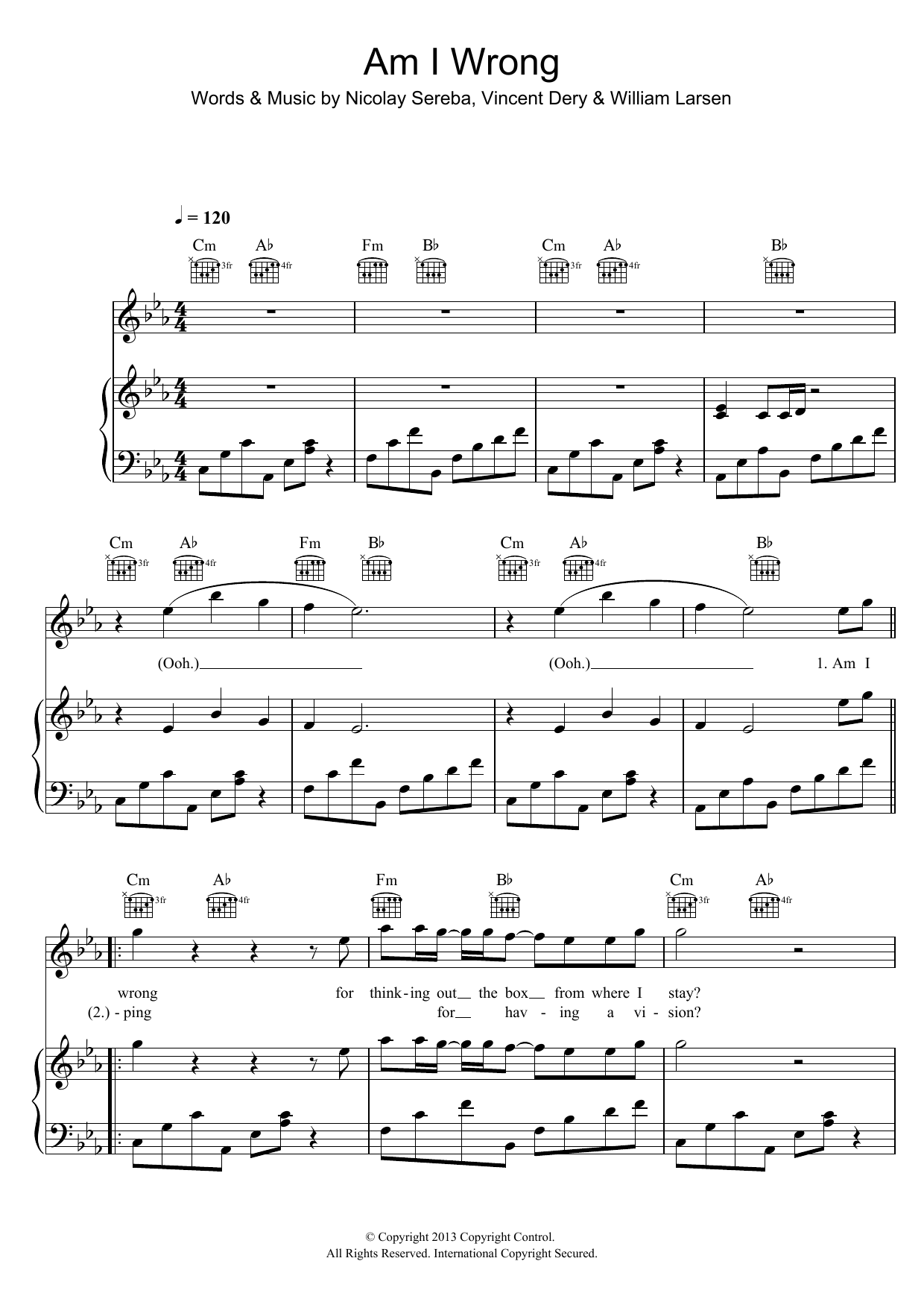 Envy Am I Wrong sheet music notes and chords arranged for Piano, Vocal & Guitar Chords