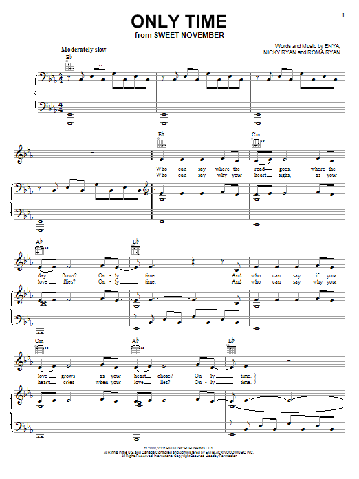 Enya Only Time sheet music notes and chords arranged for Flute Solo