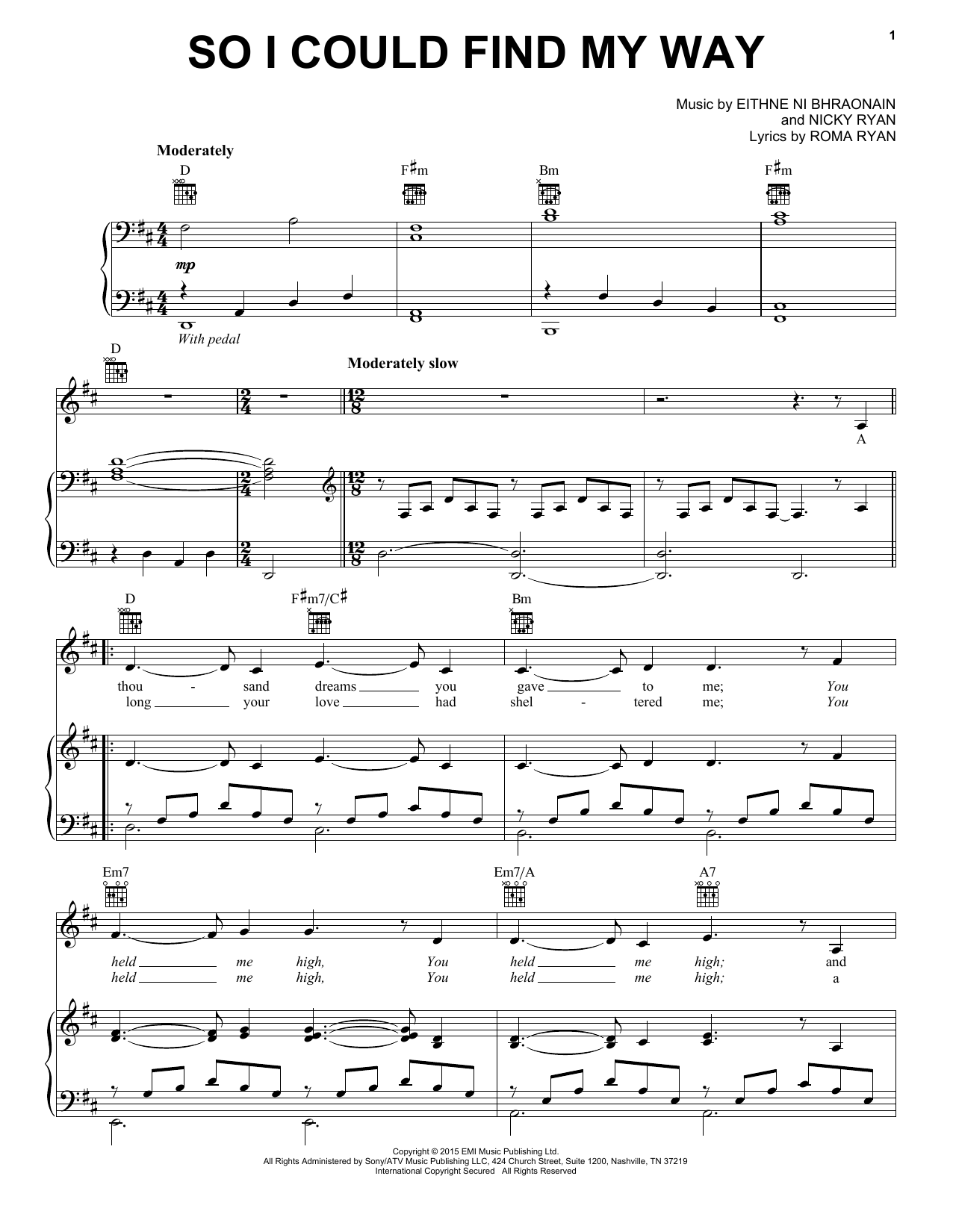 Enya So I Could Find My Way sheet music notes and chords arranged for Piano, Vocal & Guitar Chords (Right-Hand Melody)