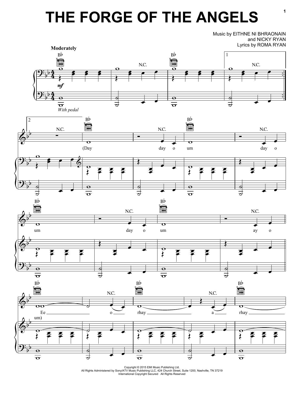 Enya The Forge Of The Angels sheet music notes and chords arranged for Piano, Vocal & Guitar Chords (Right-Hand Melody)
