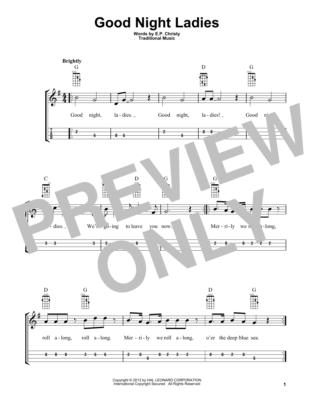 E.P. Christy Good Night Ladies (arr. Bobby Westfall) sheet music notes and chords arranged for Mandolin