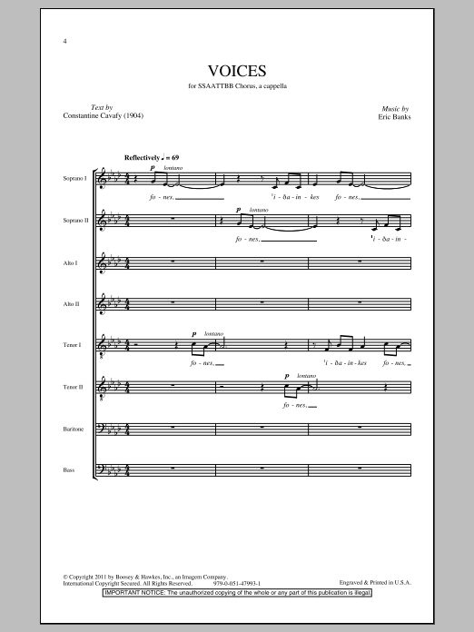 Eric Banks Voices sheet music notes and chords arranged for SATB Choir