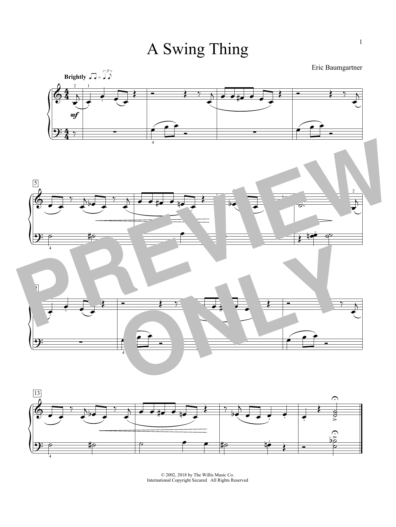 Eric Baumgartner A Swing Thing sheet music notes and chords arranged for Educational Piano