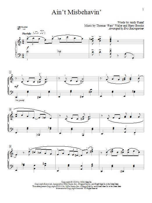 Eric Baumgartner Ain't Misbehavin' sheet music notes and chords arranged for Educational Piano