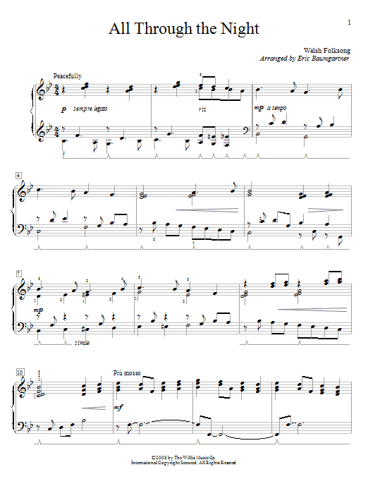 Eric Baumgartner All Through The Night sheet music notes and chords arranged for Educational Piano
