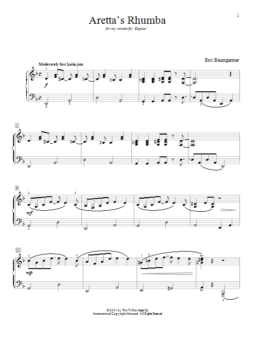 Eric Baumgartner Aretta's Rhumba sheet music notes and chords arranged for Educational Piano