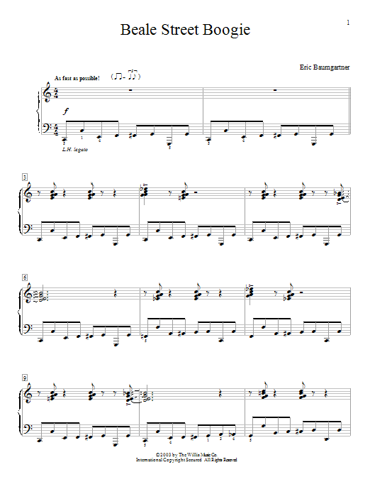 Eric Baumgartner Beale Street Boogie sheet music notes and chords arranged for Educational Piano