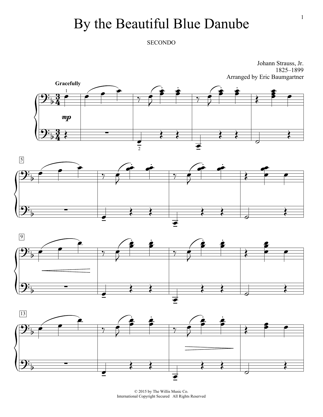 Eric Baumgartner By The Beautiful Blue Danube sheet music notes and chords arranged for Piano Duet