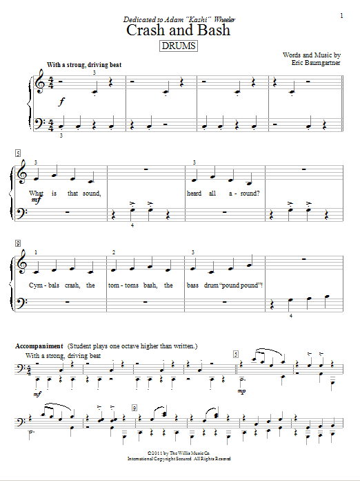 Eric Baumgartner Crash And Bash (Drums) sheet music notes and chords arranged for Educational Piano
