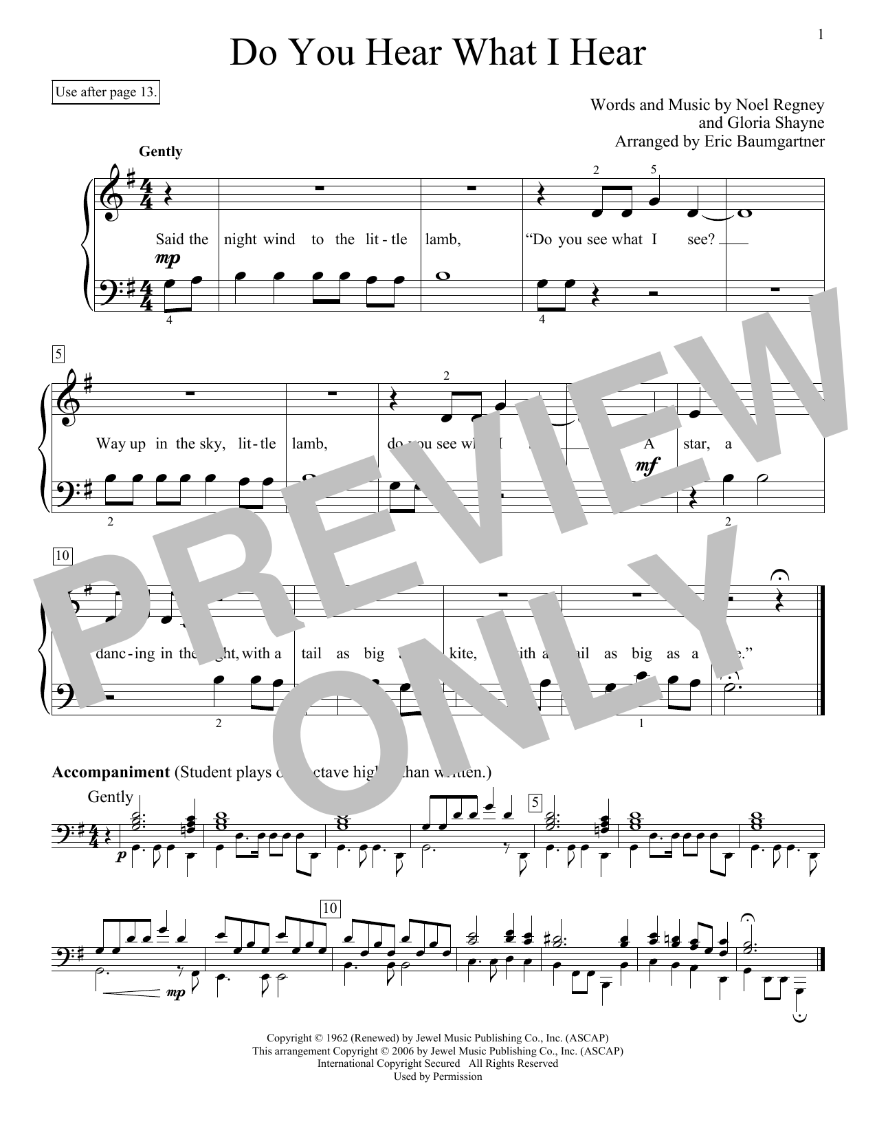 Eric Baumgartner Do You Hear What I Hear sheet music notes and chords arranged for Educational Piano