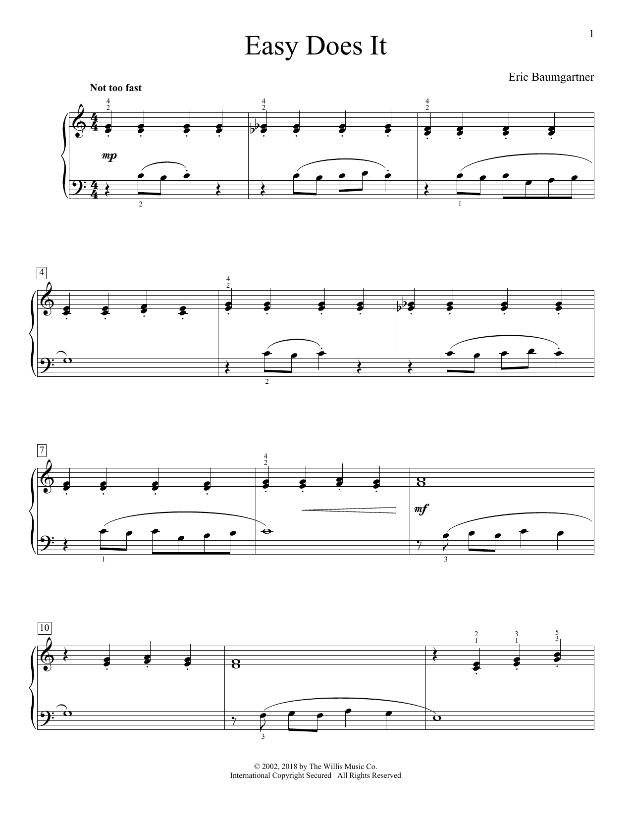 Eric Baumgartner Easy Does It sheet music notes and chords arranged for Educational Piano