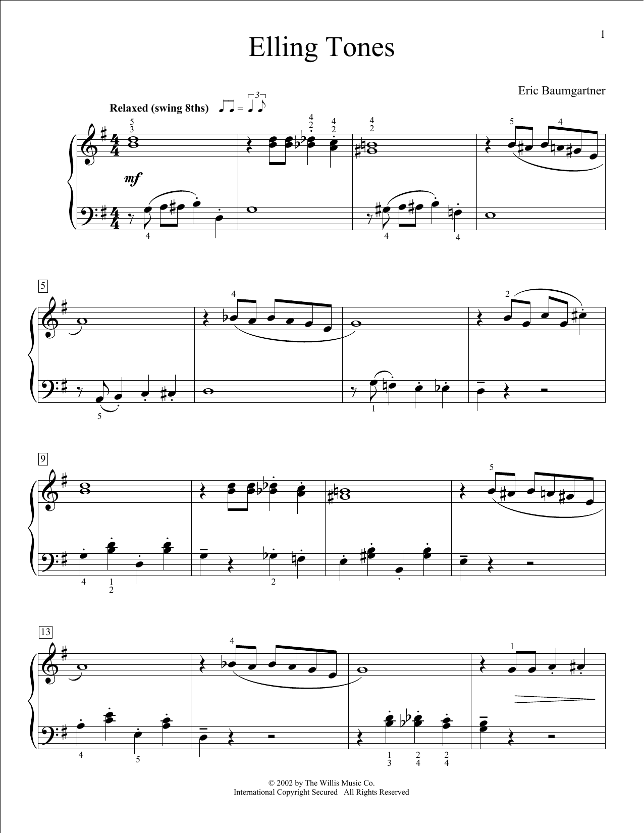 Eric Baumgartner Elling Tones sheet music notes and chords arranged for Educational Piano