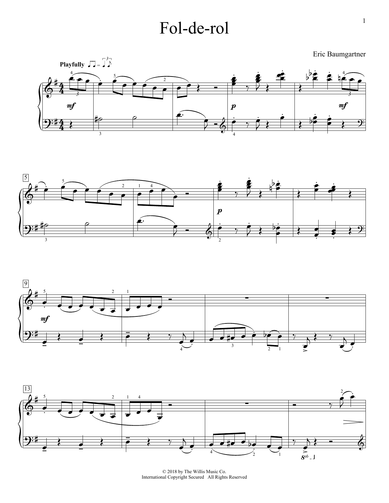 Eric Baumgartner Fol-De-Rol sheet music notes and chords arranged for Educational Piano