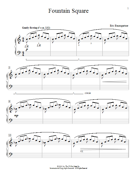 Eric Baumgartner Fountain Square sheet music notes and chords arranged for Educational Piano